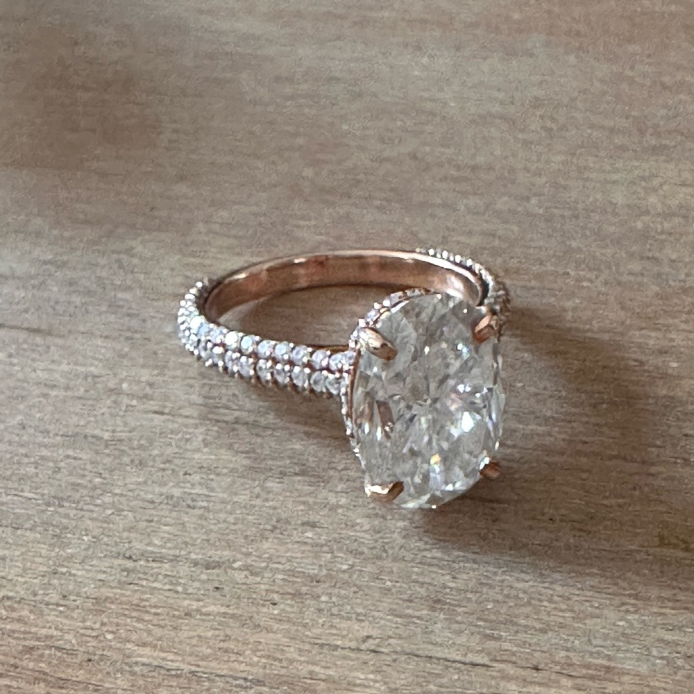 Elegant 10k Rose Gold and Moissanite ring